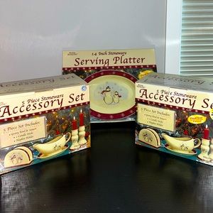 Vintage Snowman 6 piece Table Top Set By Royal Seasons/ Serving Plate